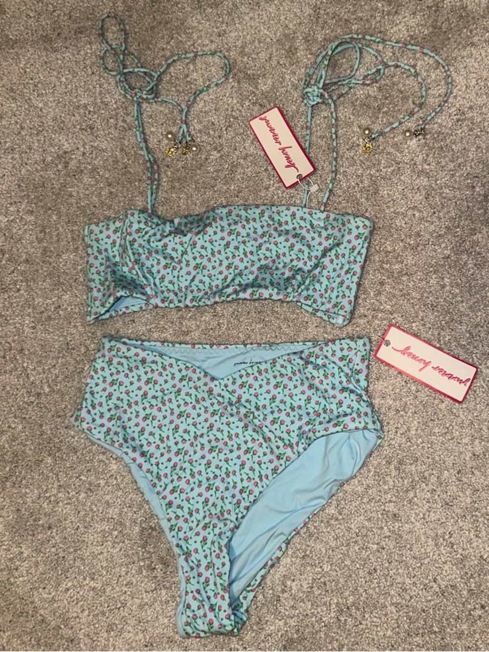 NWT - Summer Honey Floral Light Blue Two-Piece Bikini Set